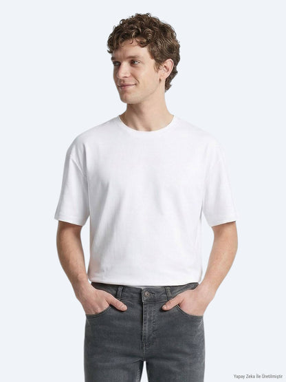 Weißes schlichtes 100% Baumwoll-T-Shirt