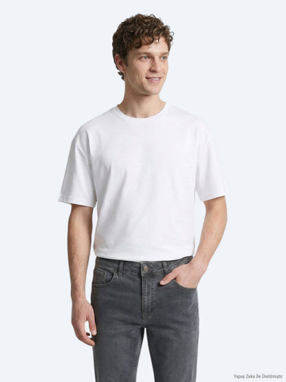 Weißes schlichtes 100% Baumwoll-T-Shirt