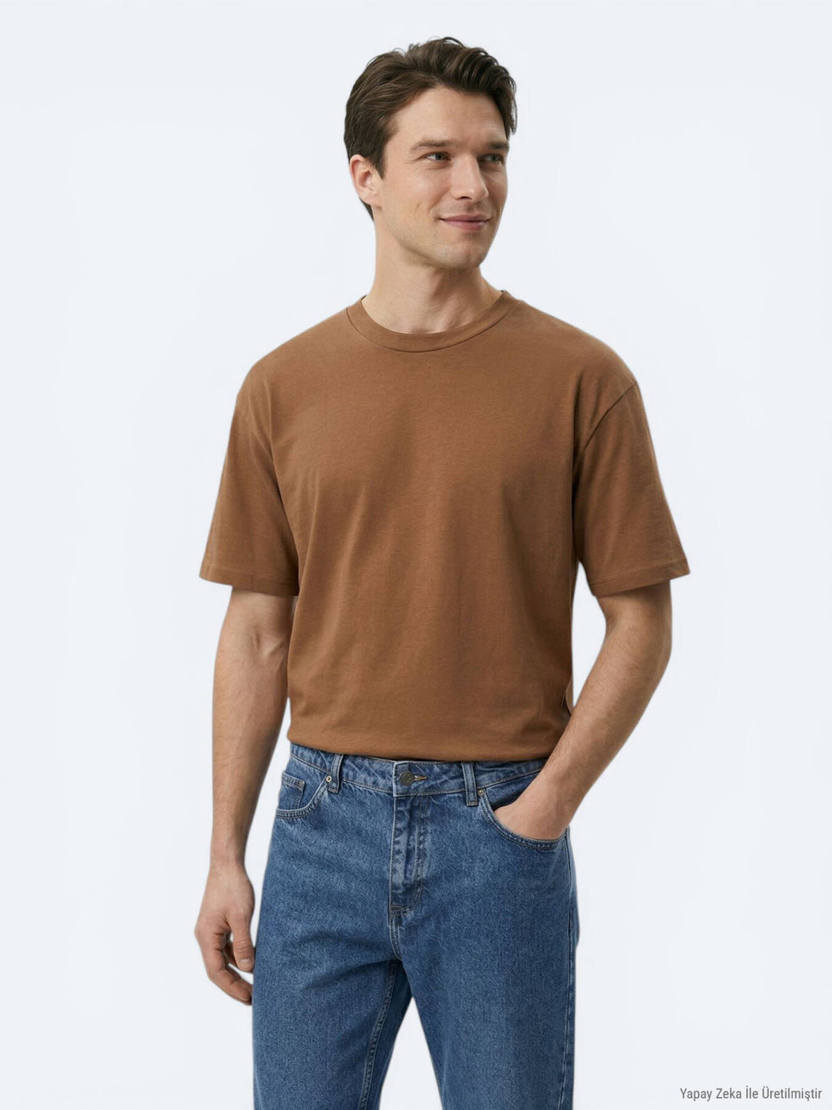 Braunes schlichtes 100% Baumwoll-T-Shirt