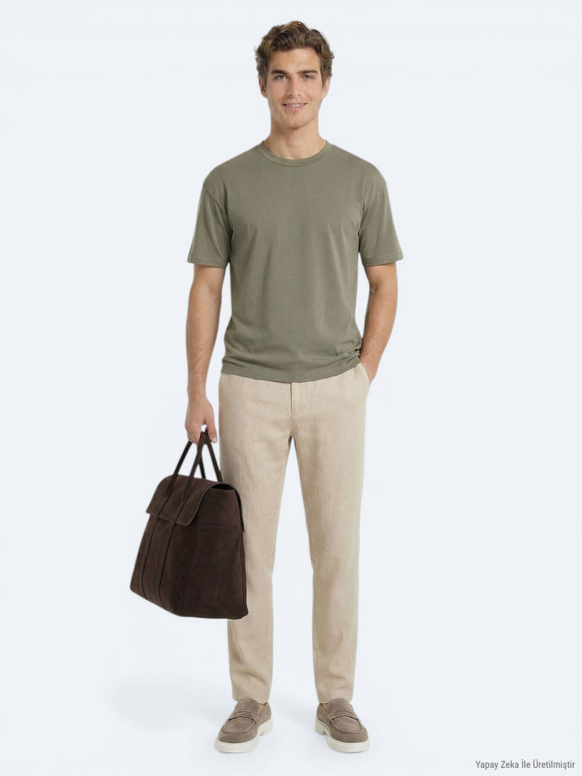 Khaki Unifarben 100% Baumwoll T-Shirt