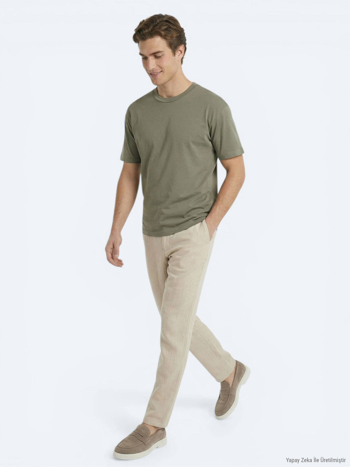 Khaki Unifarben 100% Baumwoll T-Shirt