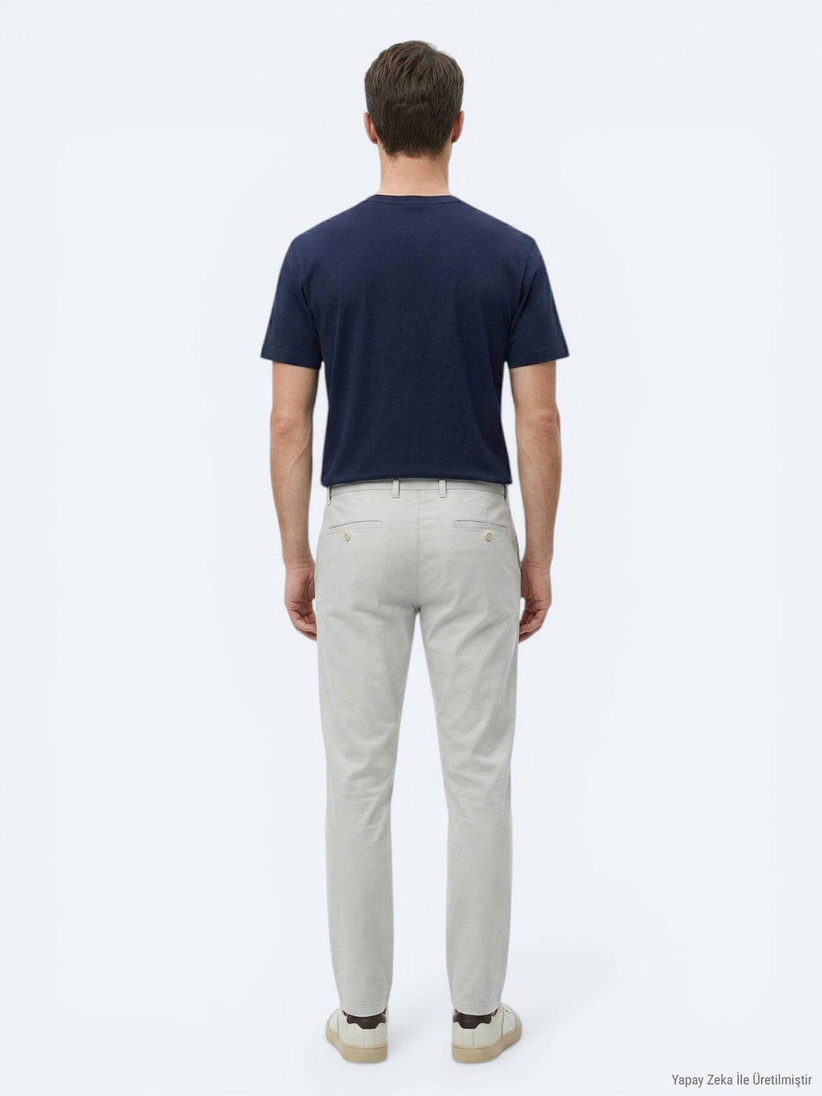 Marineblaues Baumwollmix T-Shirt