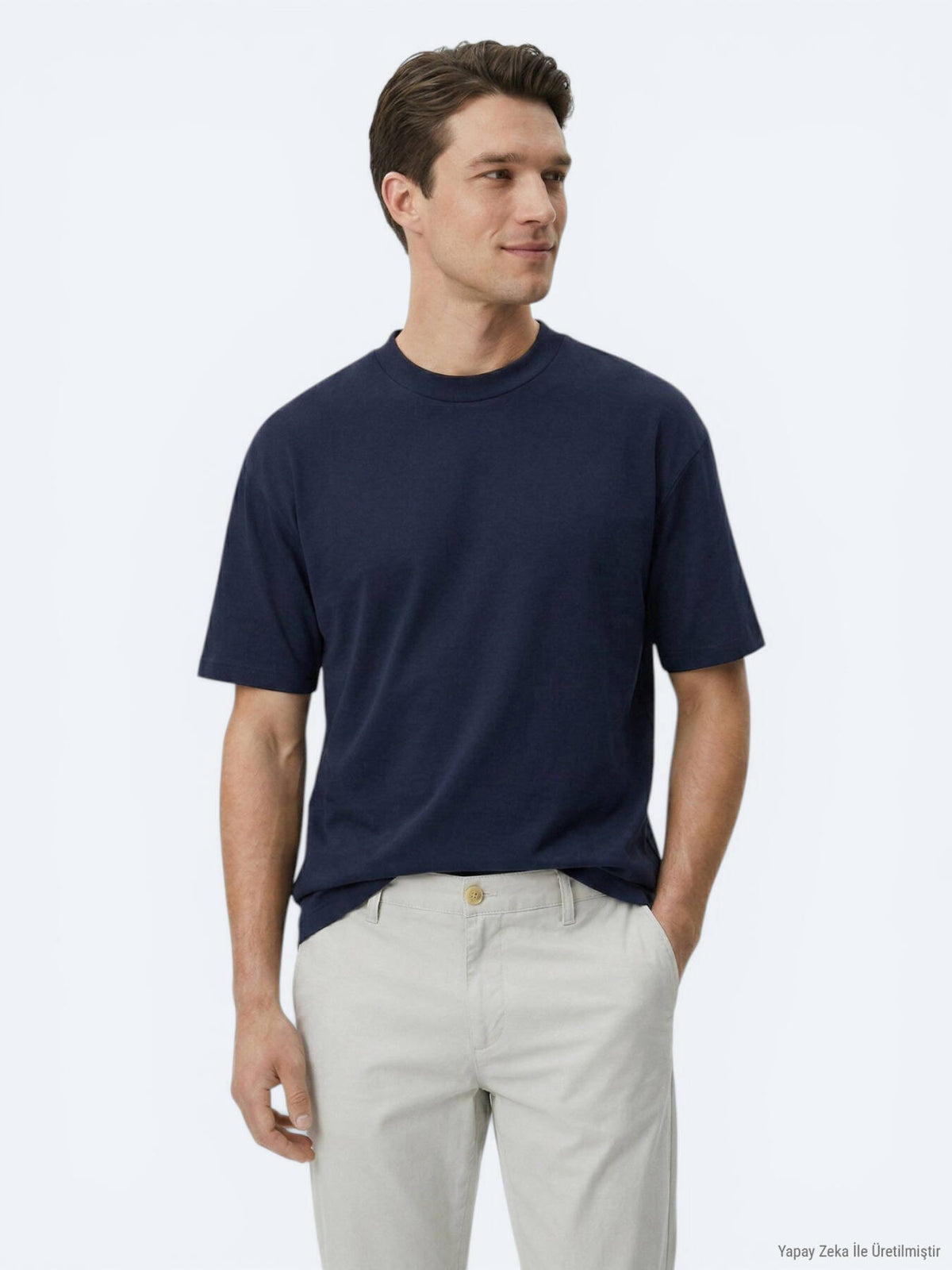 Marineblaues schlichtes 100% Baumwoll-T-Shirt