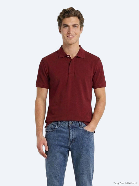 Bordeaux Unifarben 100% Baumwoll T-Shirt