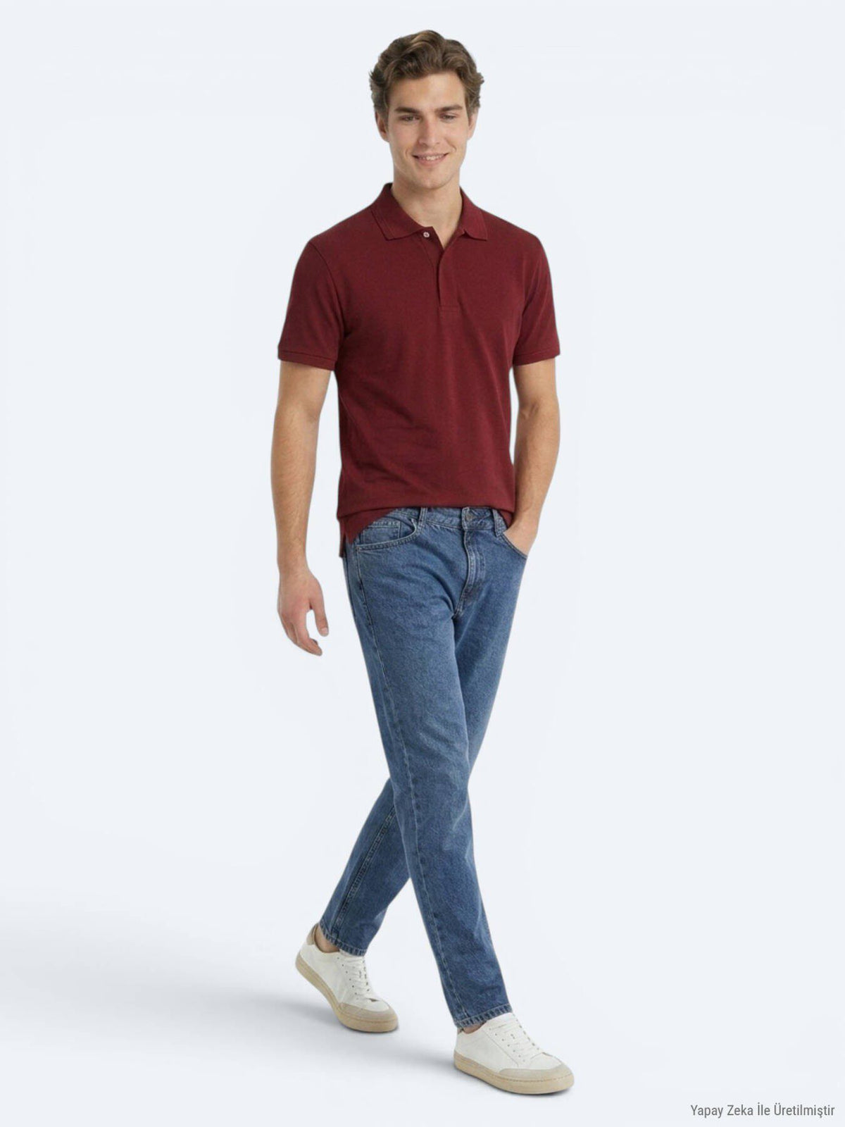 Bordeaux Unifarben 100% Baumwoll T-Shirt