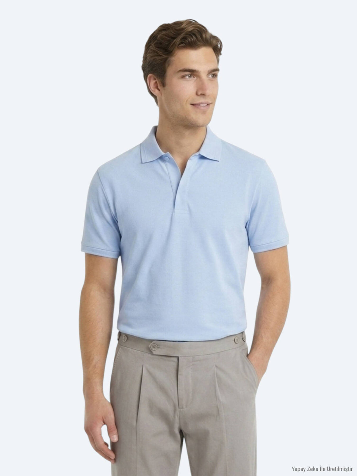 Helles Blau Unifarben 100% Baumwoll-T-Shirt