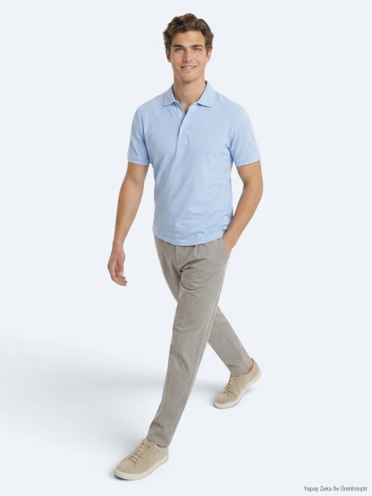 Helles Blau Unifarben 100% Baumwoll-T-Shirt