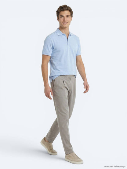 Helles Blau Unifarben 100% Baumwoll-T-Shirt