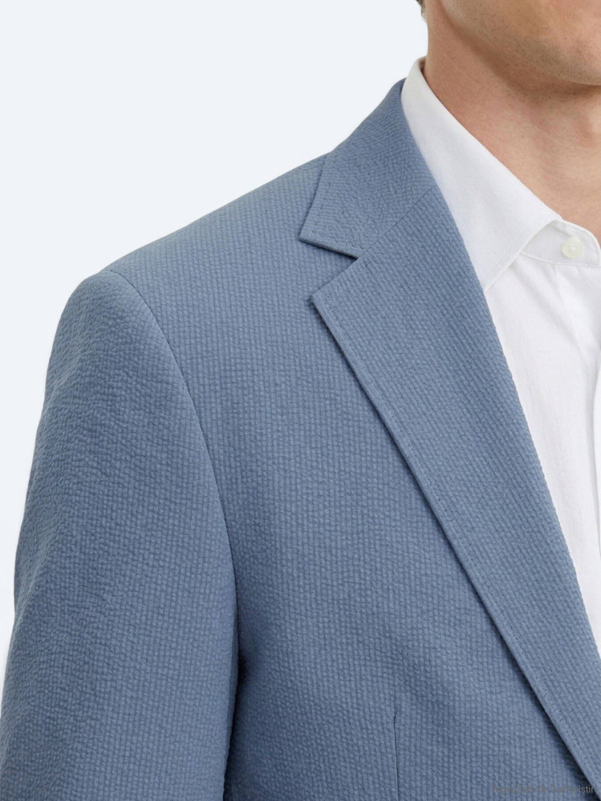 Blau Gestreifter Modern Fit Anzug