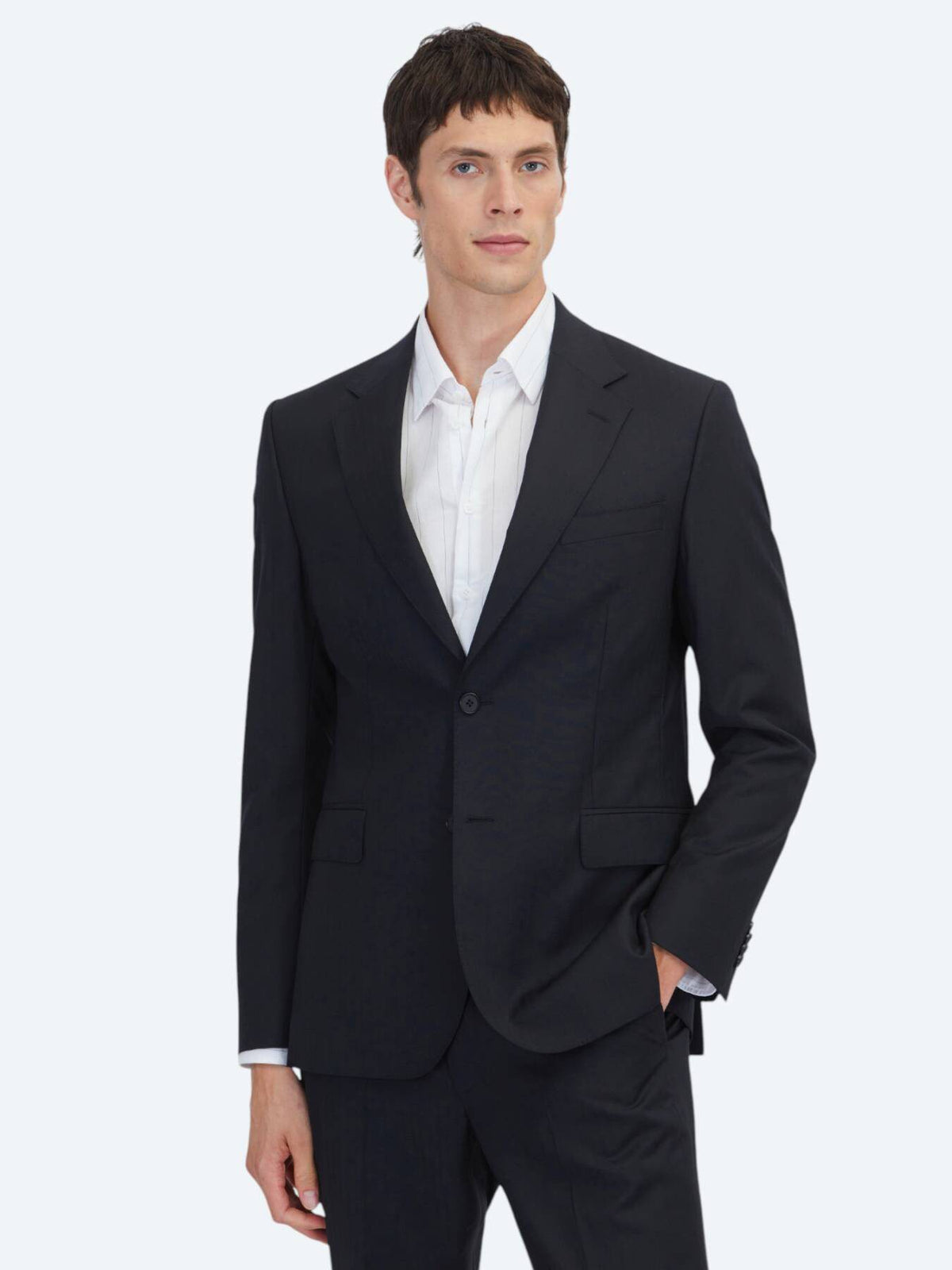 Schwarzer Modern Fit Anzug 100% Wolle