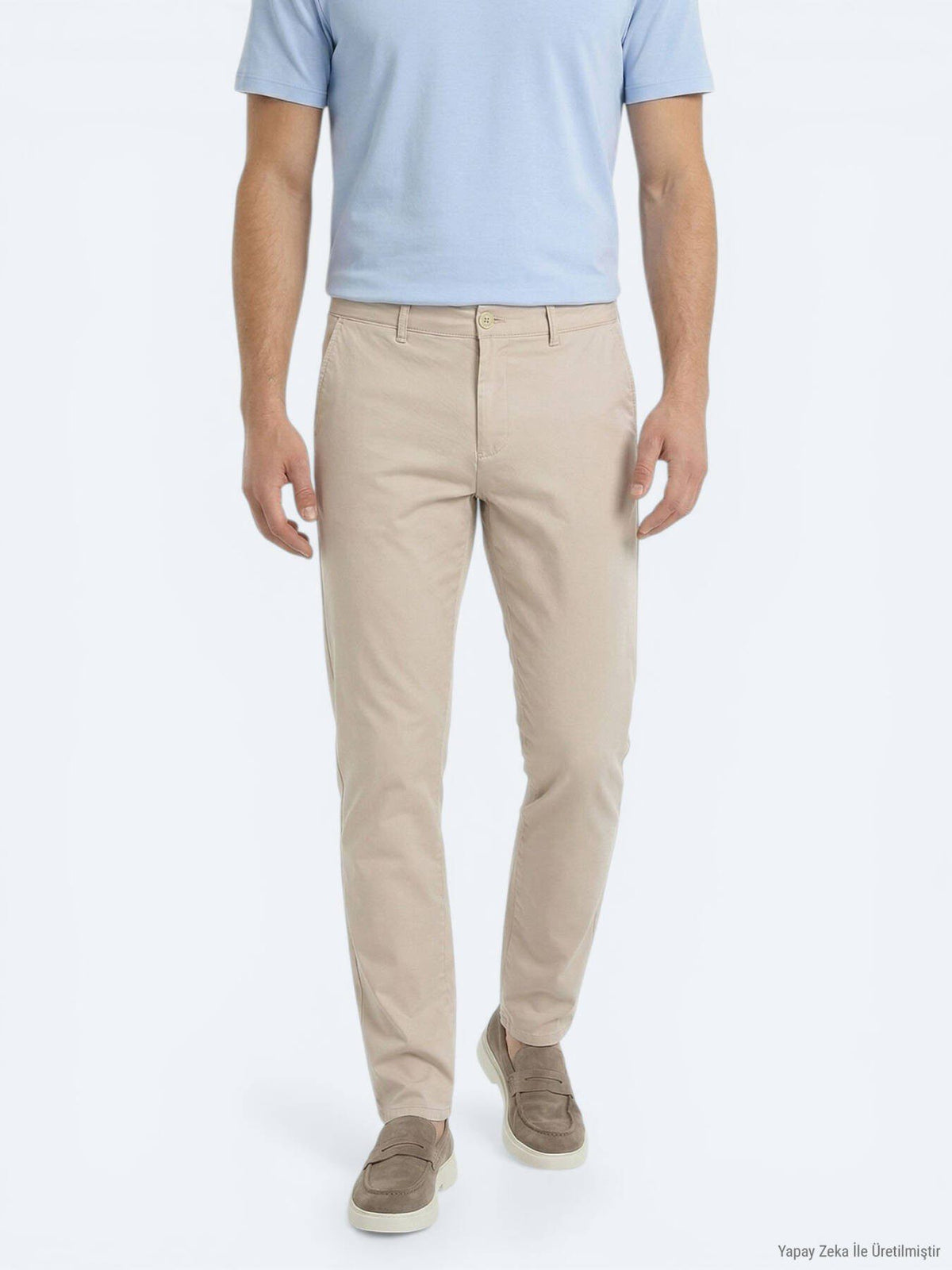 Beige Gewebte Jogginghose aus Baumwolle