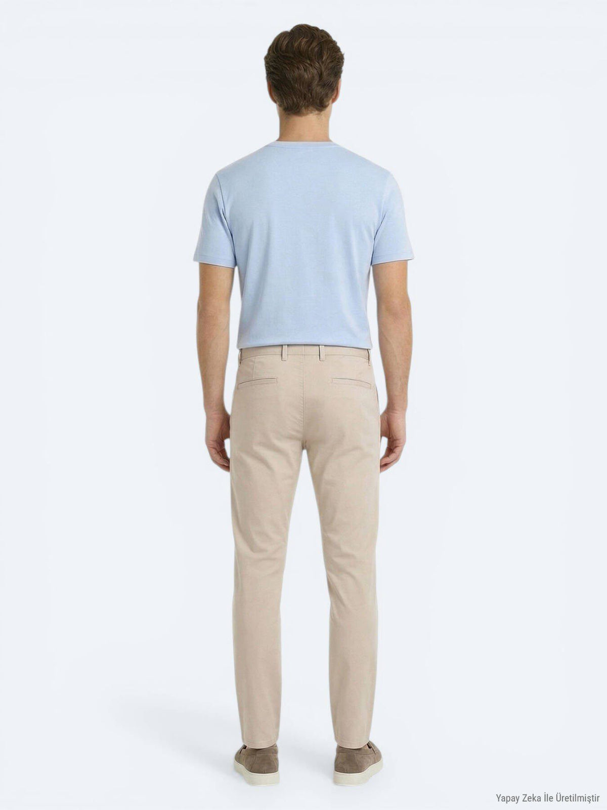 Beige Gewebte Jogginghose aus Baumwolle