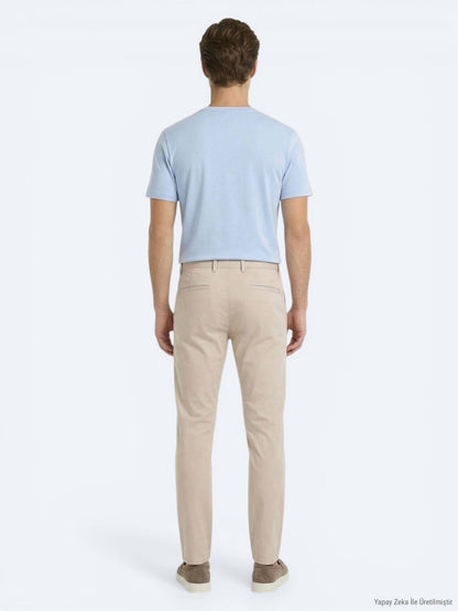 Beige Gewebte Jogginghose aus Baumwolle