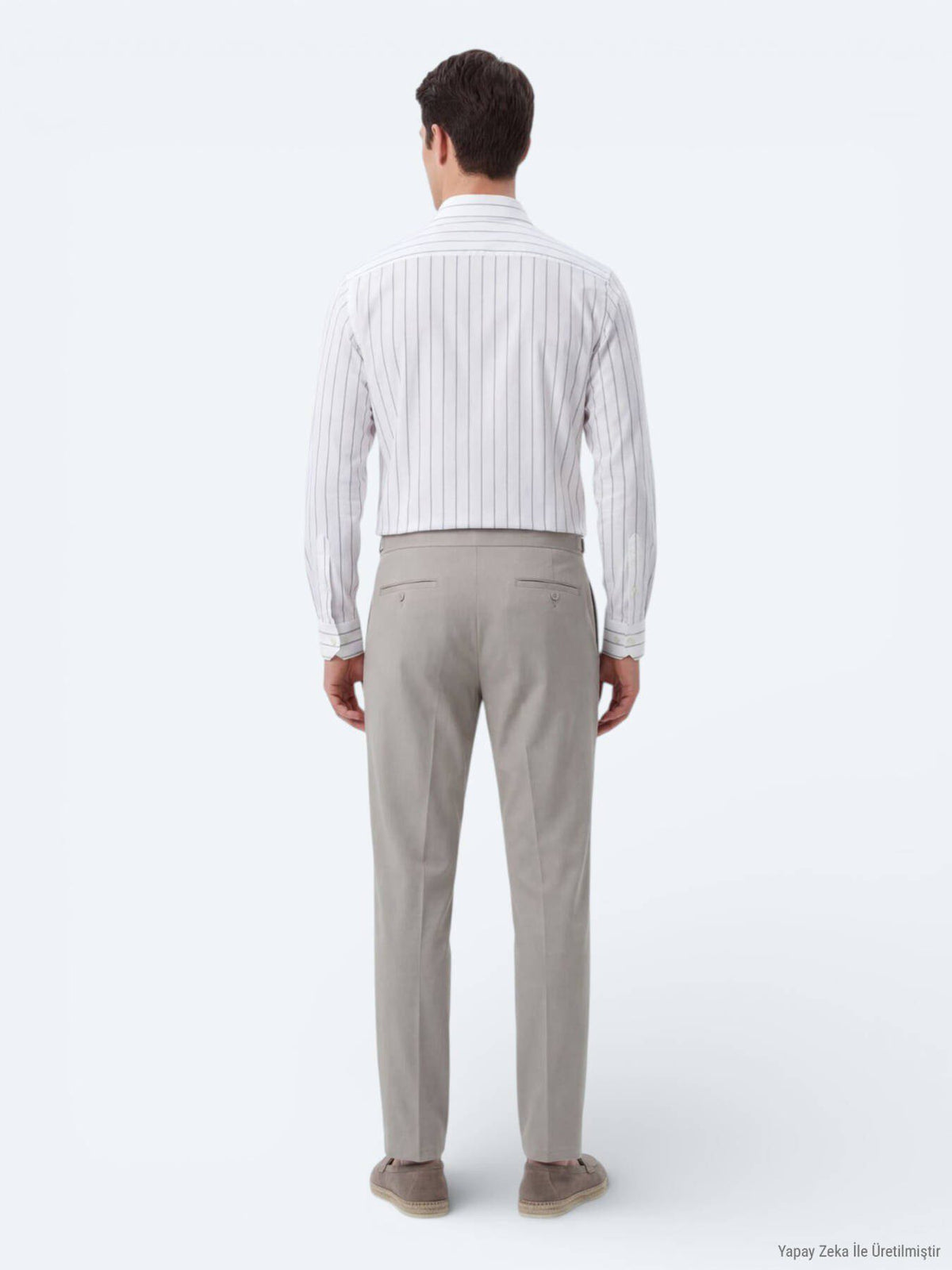 Weiß Gestreiftes Regular Fit Baumwollhemd