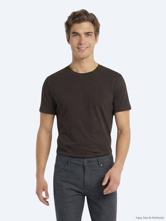 Braunes schlichtes 100% Baumwoll-T-Shirt