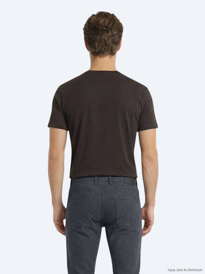 Braunes schlichtes 100% Baumwoll-T-Shirt