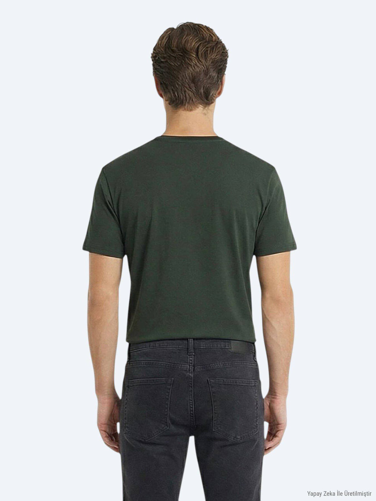 Ölgrün Unifarben 100% Baumwoll T-Shirt