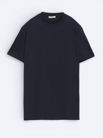 Marineblaues schlichtes 100% Baumwoll-T-Shirt