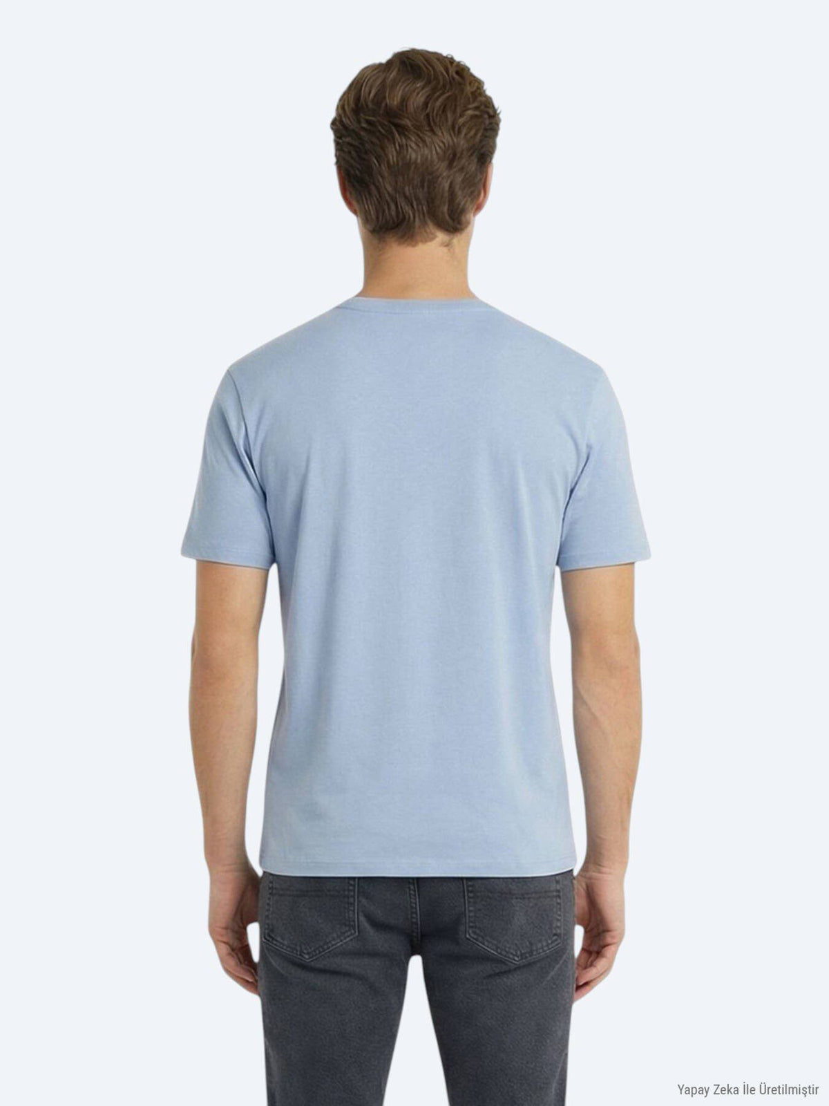 Hellblaues schlichtes 100% Baumwoll-T-Shirt