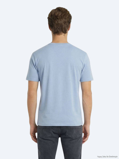 Hellblaues schlichtes 100% Baumwoll-T-Shirt