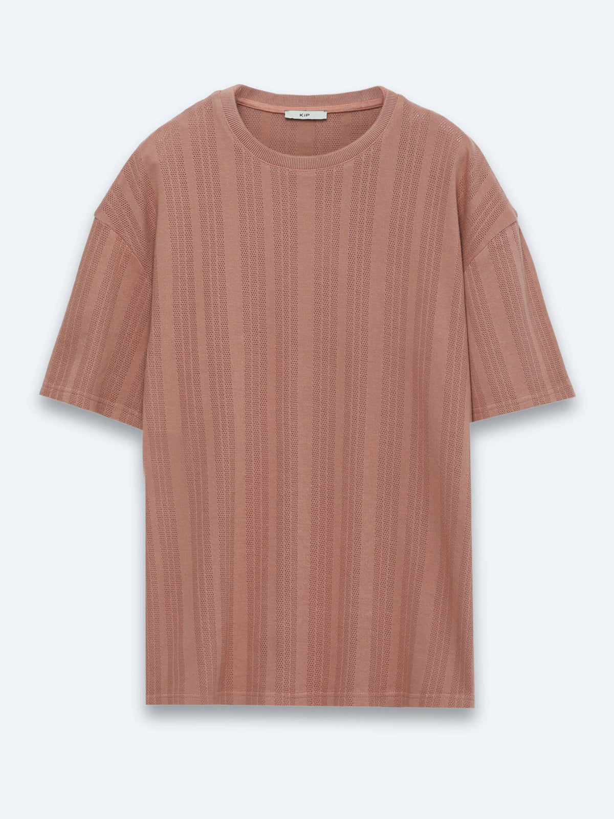 Dunkelrosé gestreiftes 100% Baumwoll-T-Shirt