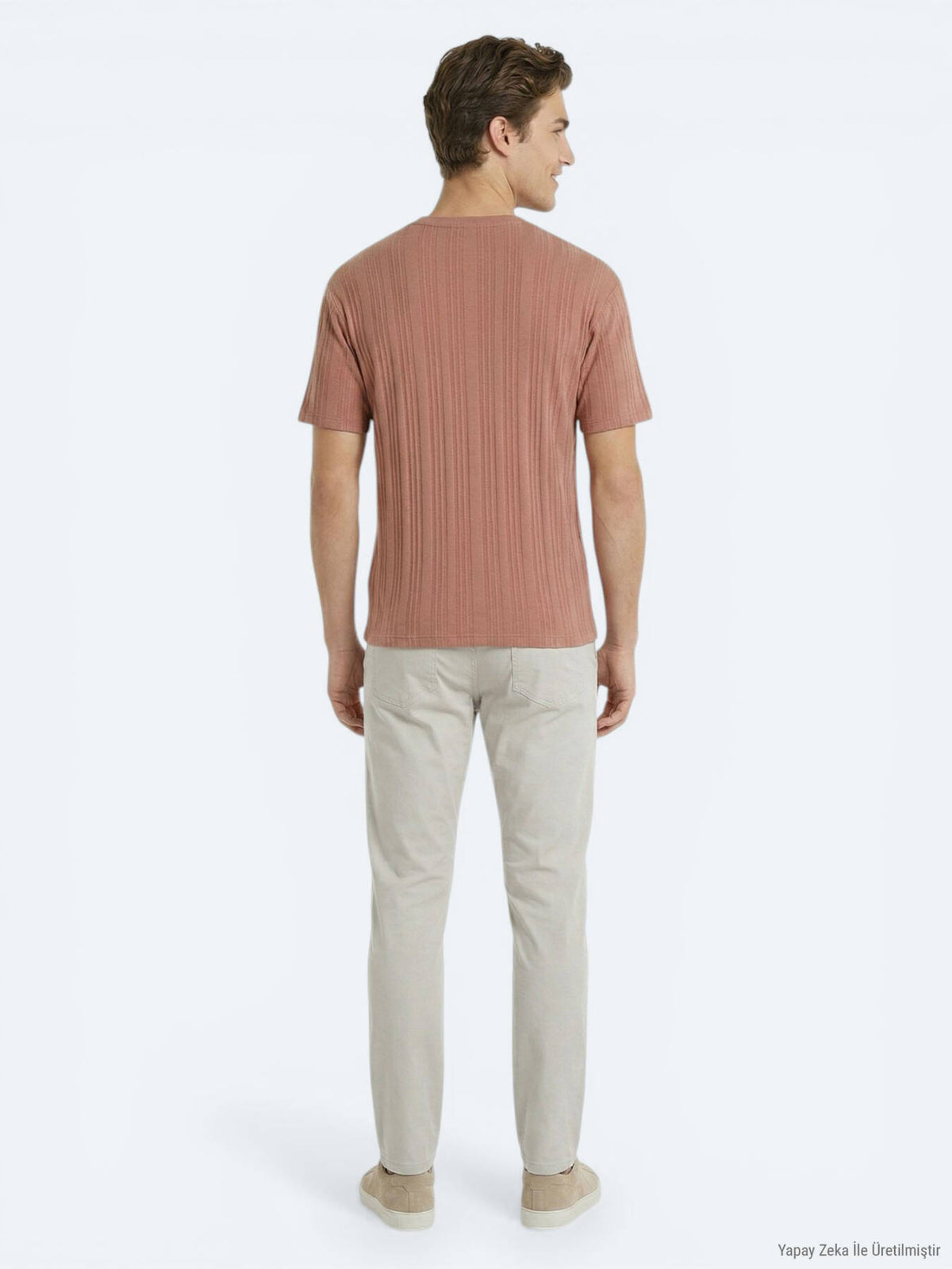 Dunkelrosé gestreiftes 100% Baumwoll-T-Shirt