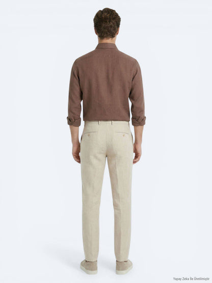 Beige Velours Jogginghose 100% Baumwolle