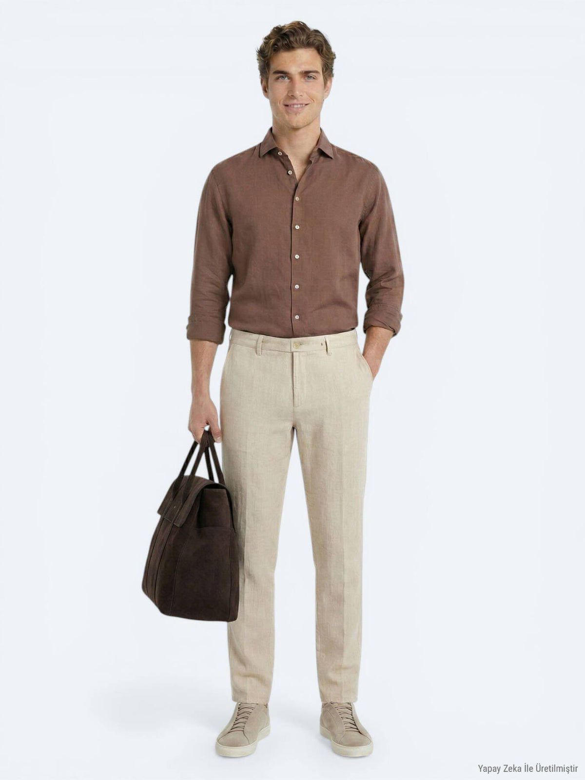 Beige Velours Jogginghose 100% Baumwolle