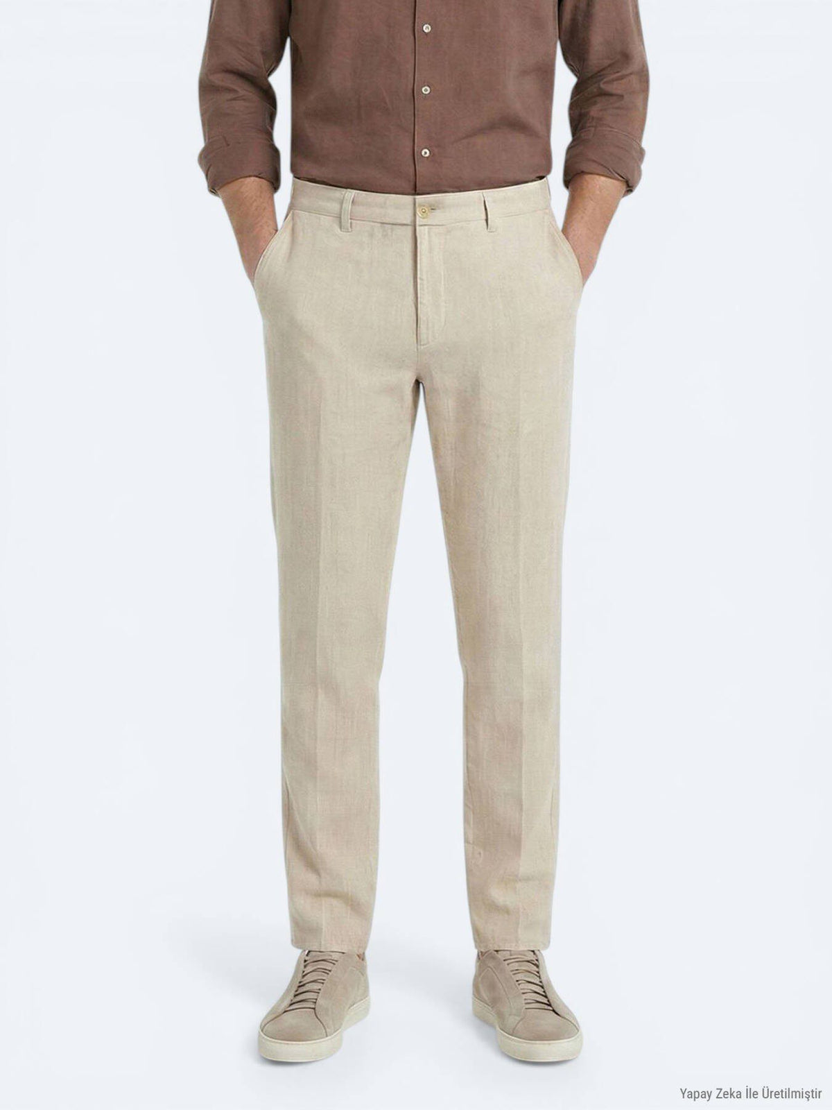 Beige Velours Jogginghose 100% Baumwolle
