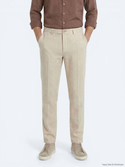 Beige Velours Jogginghose 100% Baumwolle