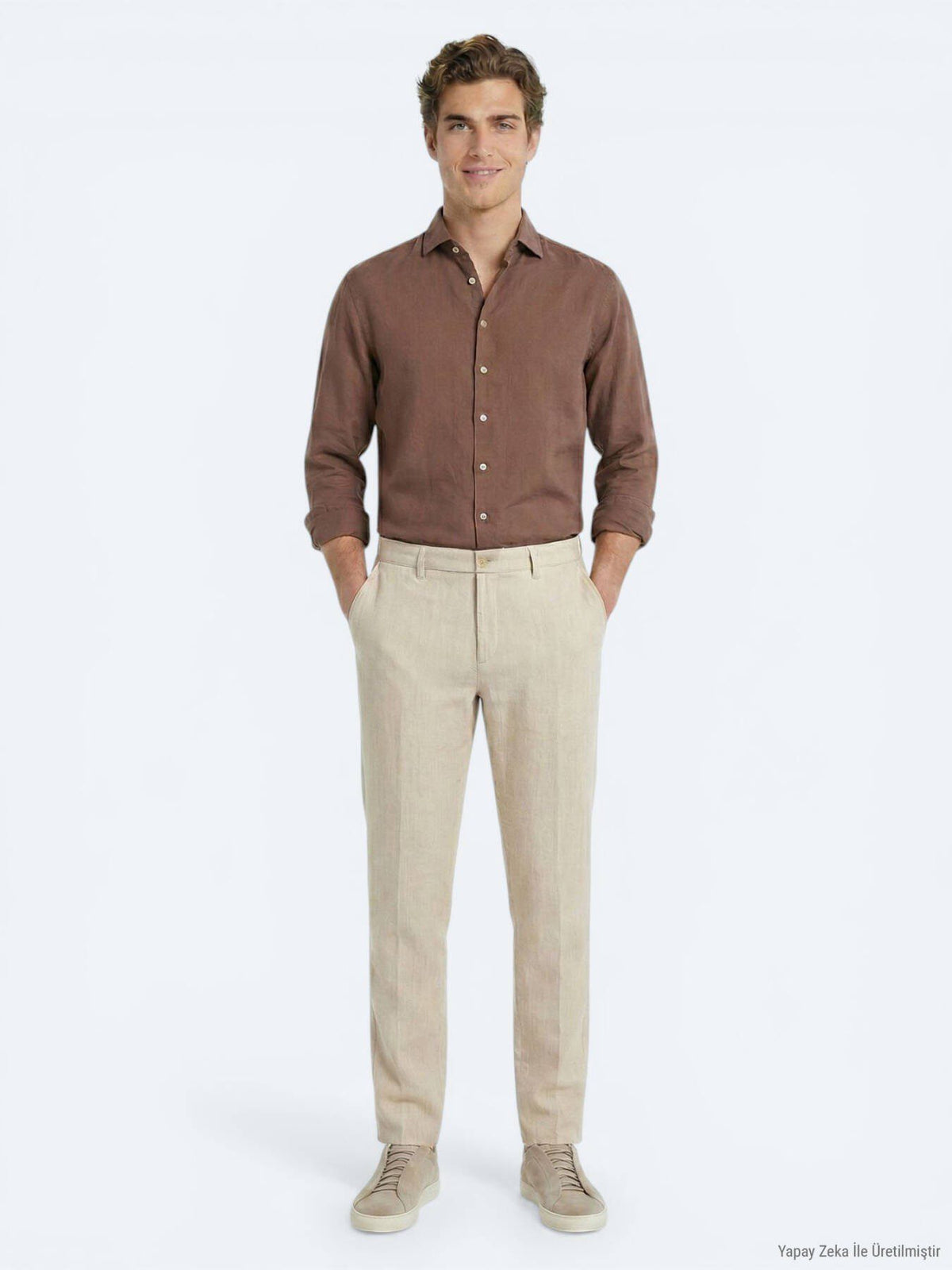 Beige Velours Jogginghose 100% Baumwolle