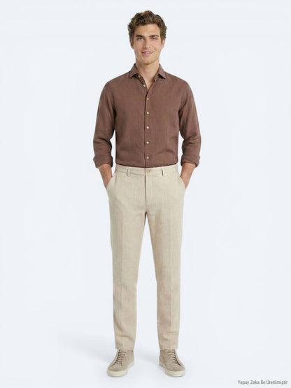 Beige Velours Jogginghose 100% Baumwolle