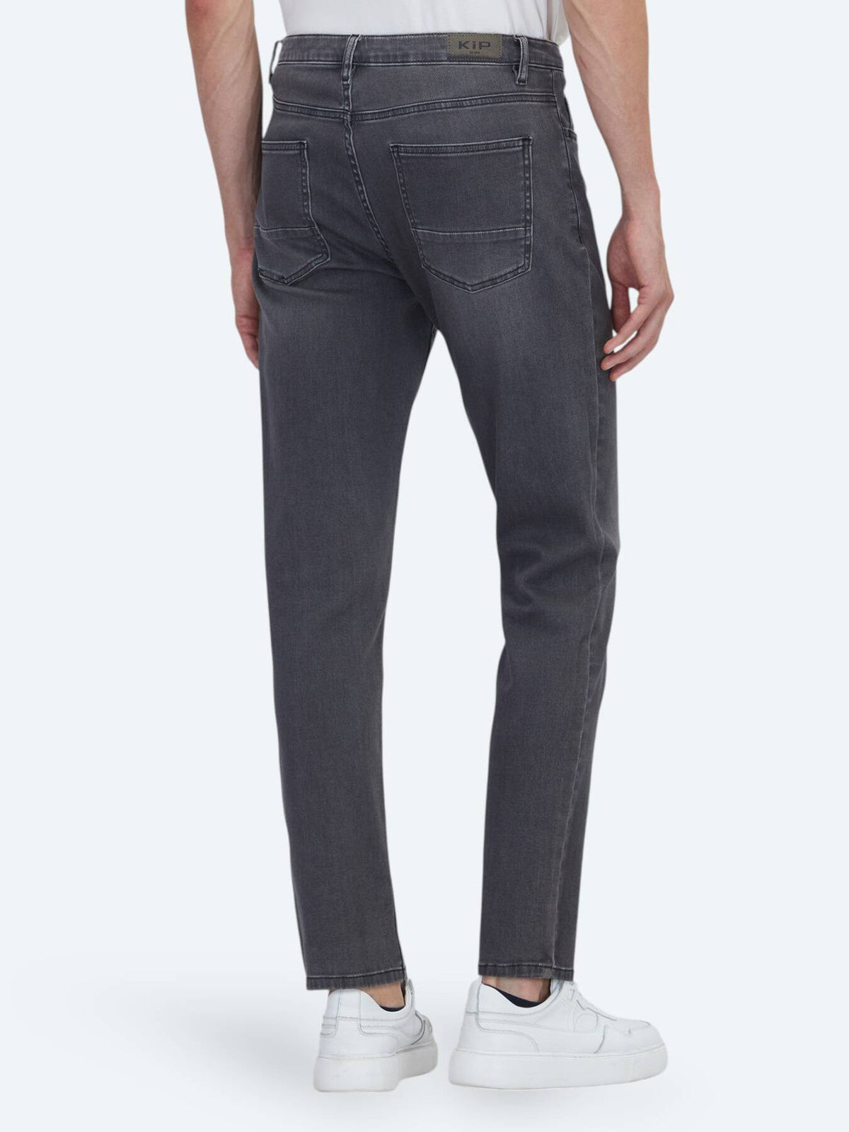 Dunkelgraue Velours Slim Fit Jeans