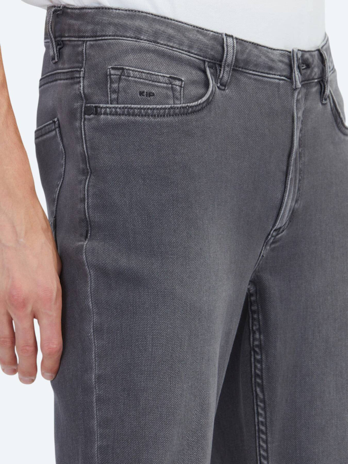 Dunkelgraue Velours Slim Fit Jeans