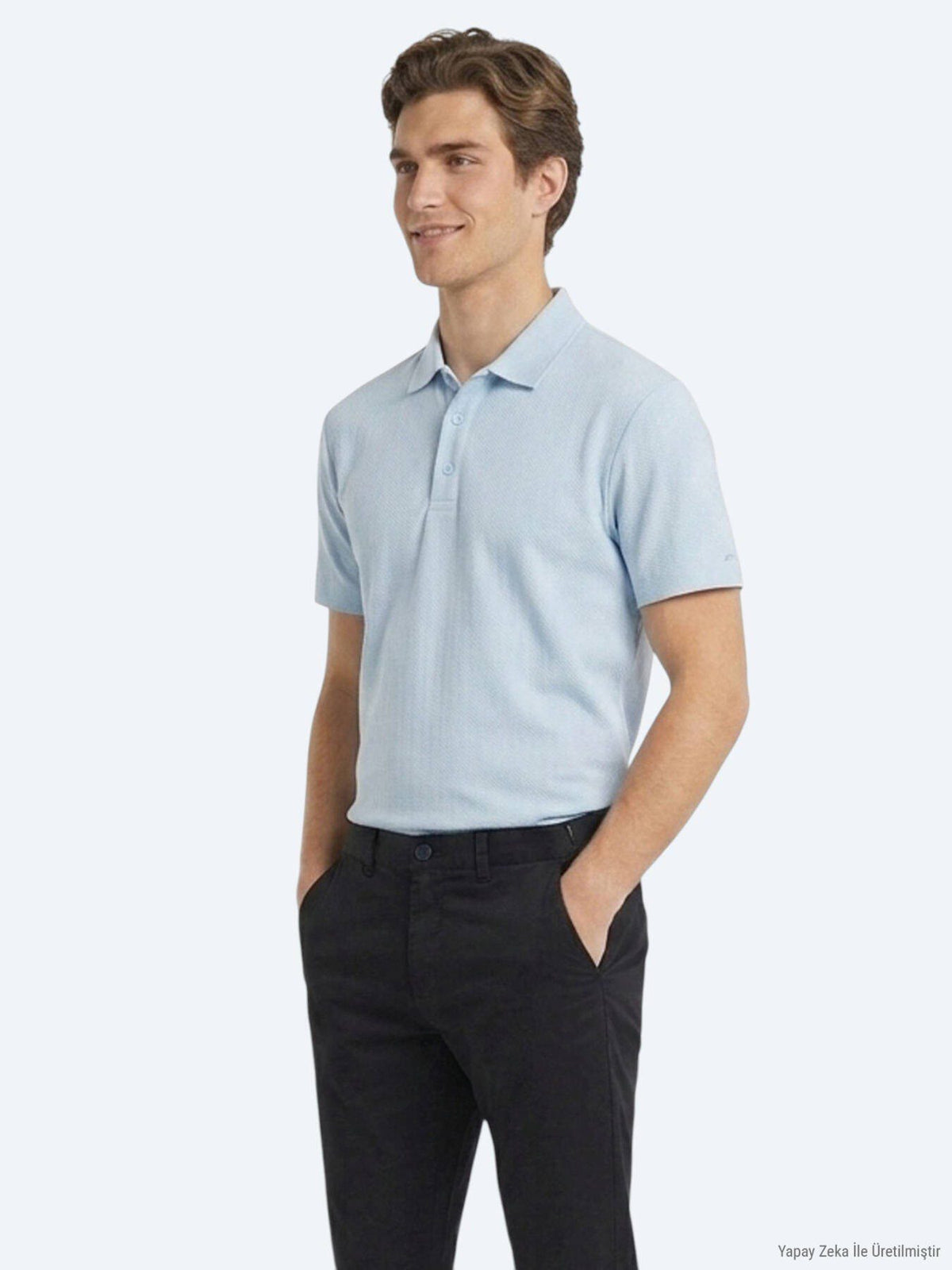 Blau gestreiftes 100% Baumwoll-T-Shirt