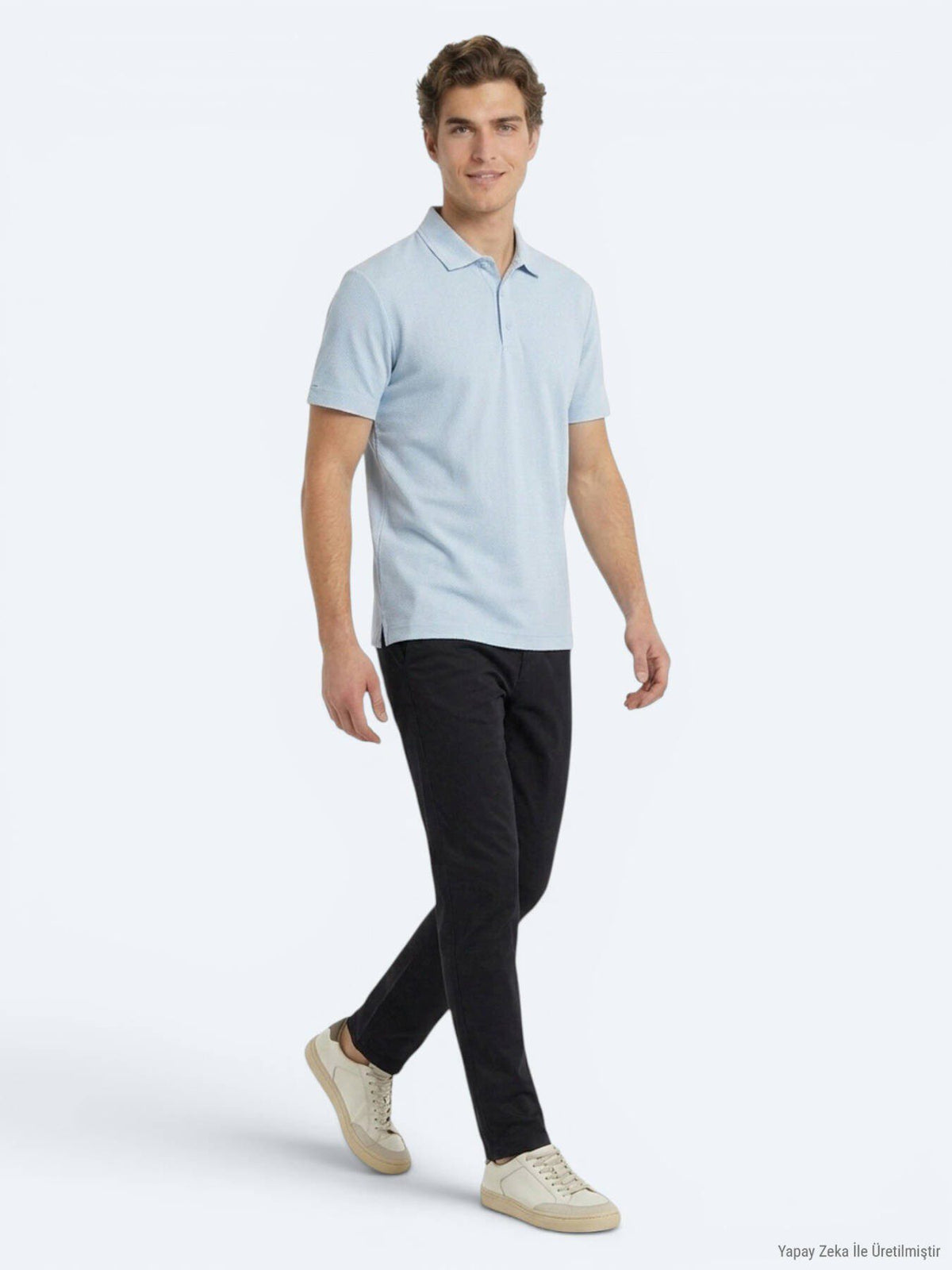 Blau gestreiftes 100% Baumwoll-T-Shirt