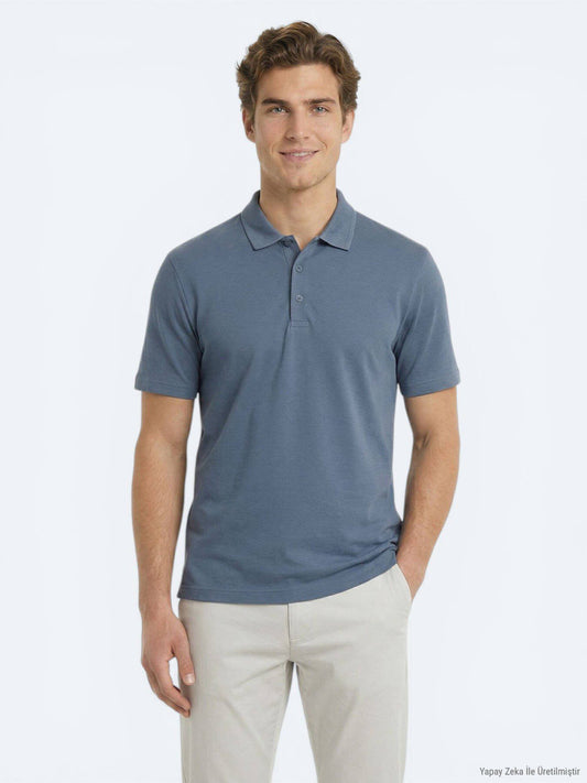 Indigo Unifarben T-Shirt