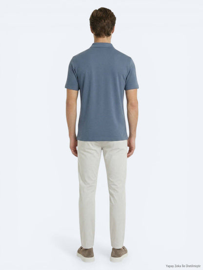 Indigo Unifarben T-Shirt
