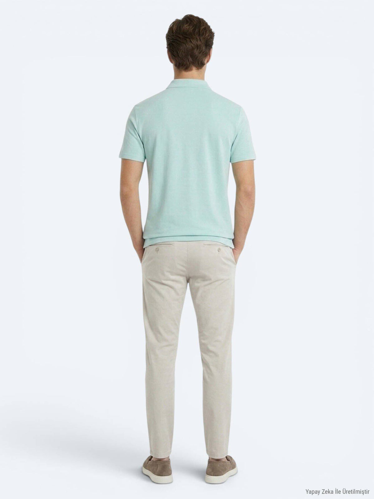 Mintfarbenes Polo-Shirt mit Stehkragen