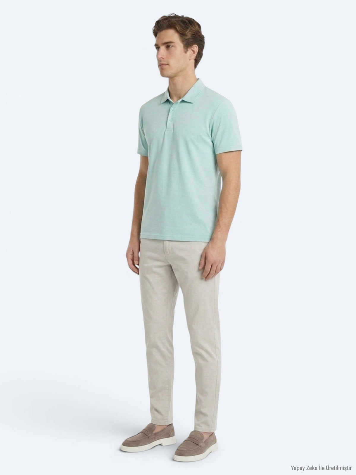 Mintfarbenes Polo-Shirt mit Stehkragen