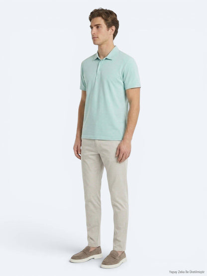 Mintfarbenes Polo-Shirt mit Stehkragen