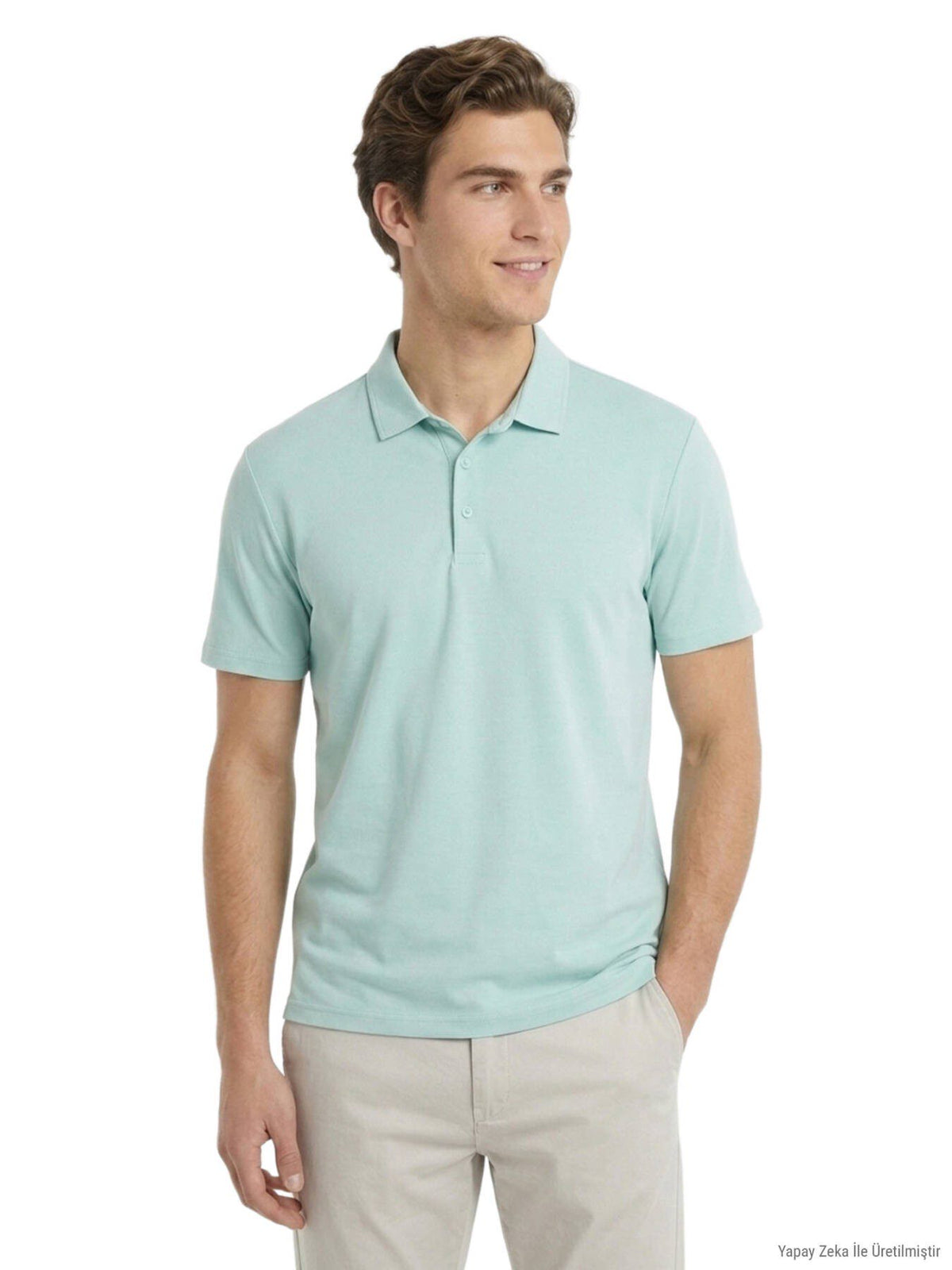 Mintfarbenes Polo-Shirt mit Stehkragen