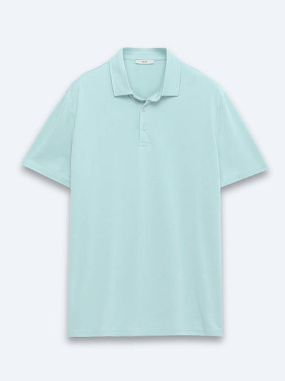 Mintfarbenes Polo-Shirt mit Stehkragen