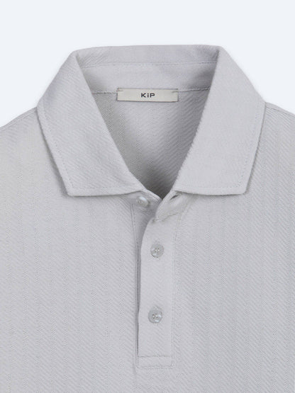 Grau Gestreiftes 100% Baumwoll T-Shirt