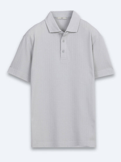 Grau Gestreiftes 100% Baumwoll T-Shirt