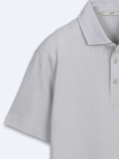 Grau Gestreiftes 100% Baumwoll T-Shirt