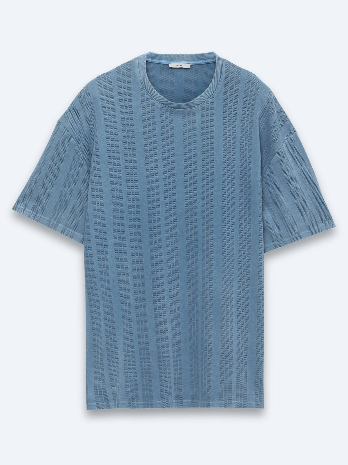 Blau Gestreiftes 100% Baumwoll T-Shirt
