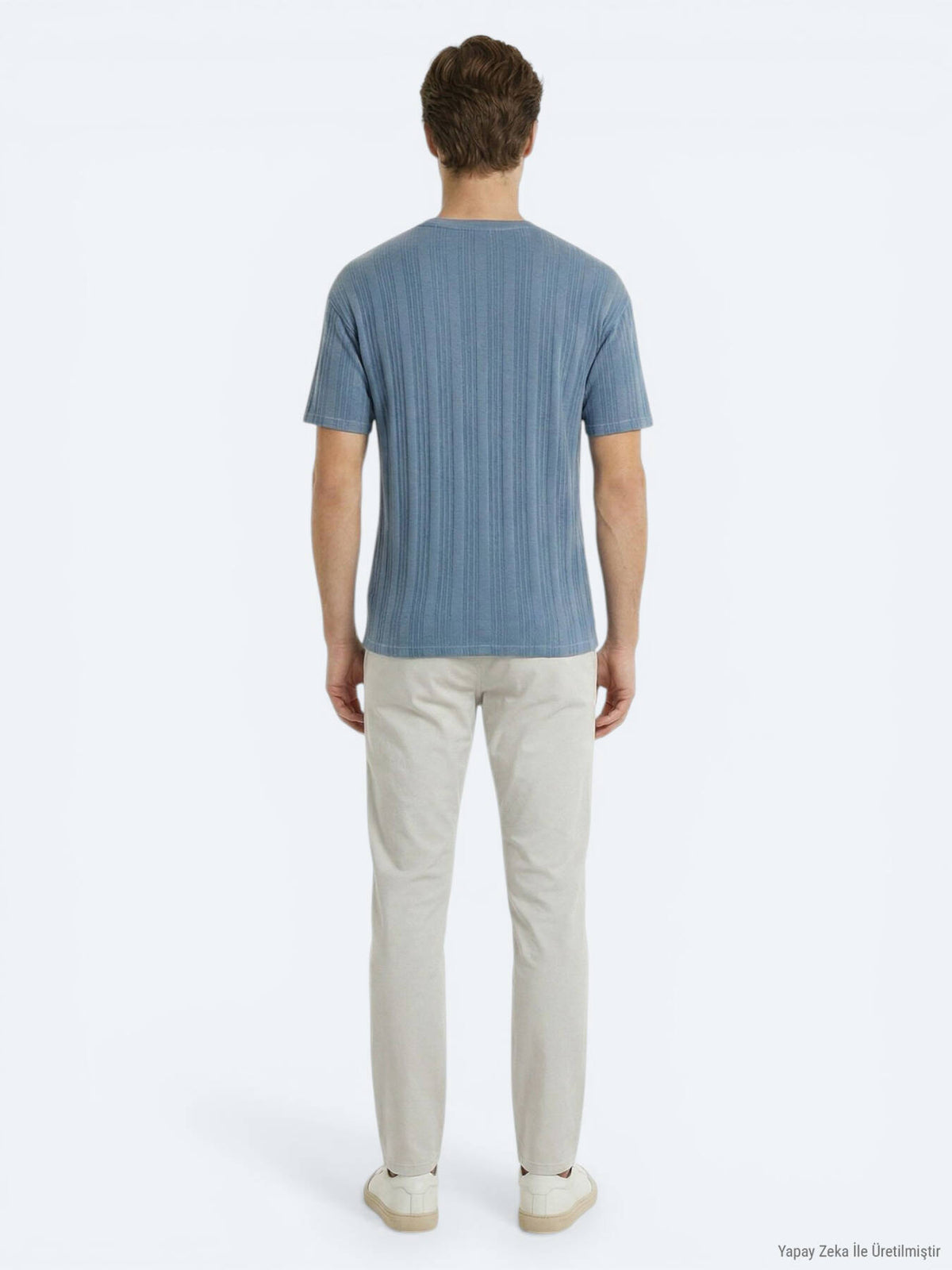 Blau Gestreiftes 100% Baumwoll T-Shirt