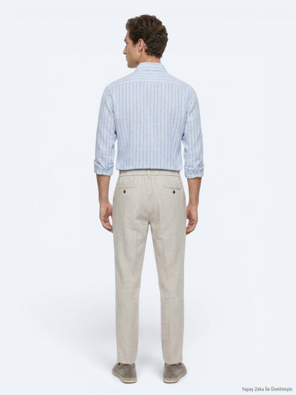 Hellblau Gestreiftes Regular Fit Langarmshirt