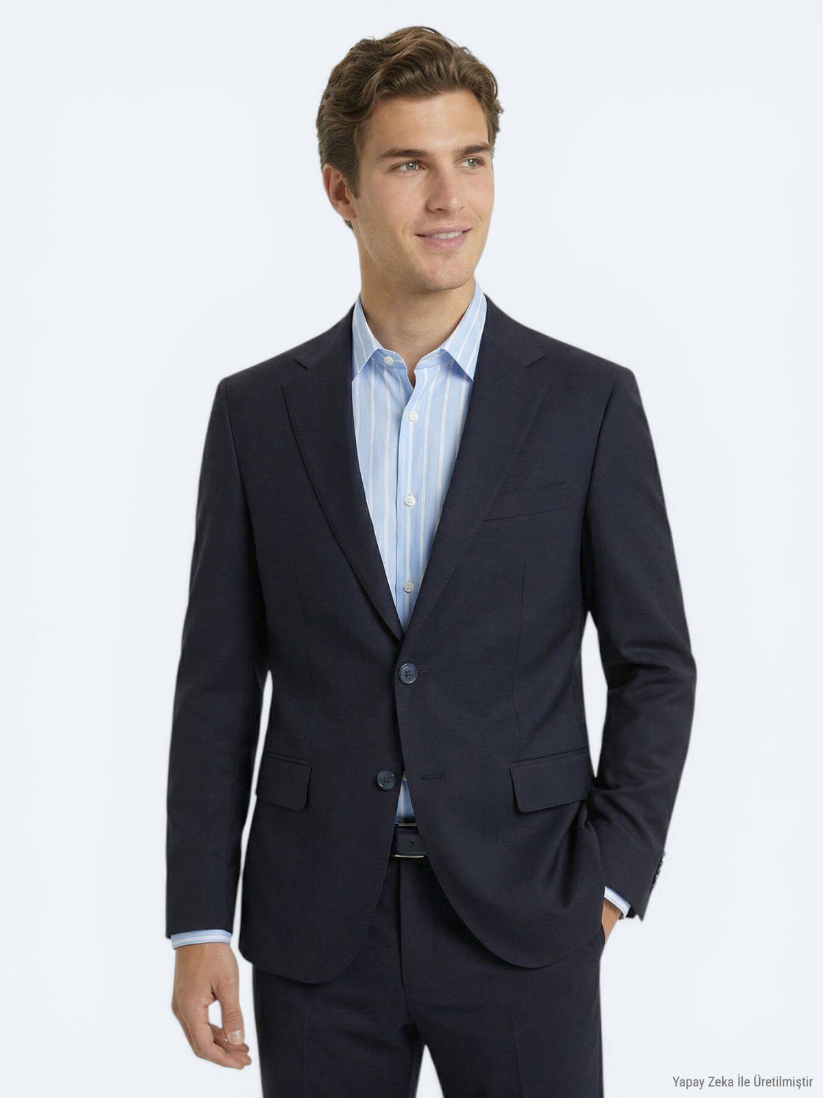 Marineblau Modern Fit 100% Wolle Anzug